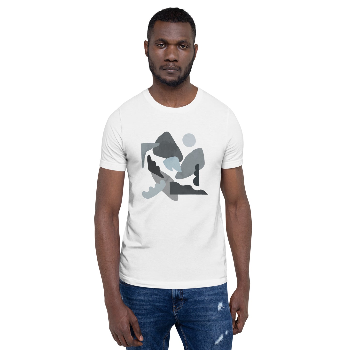 Unisex Abstract Art "Valley Landscape" B&W T-shirt